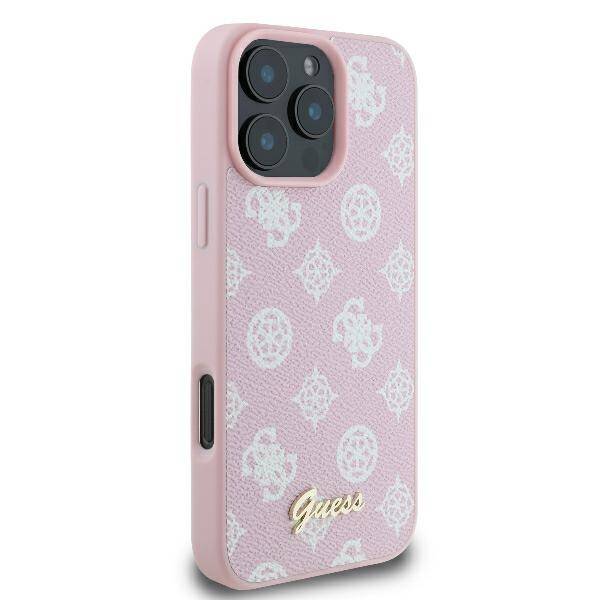 ETUI DO IPHONE 16 PRO 6.3" GUESS PEONY SCRIPT LOGO MAGSAFE RÓŻOWE