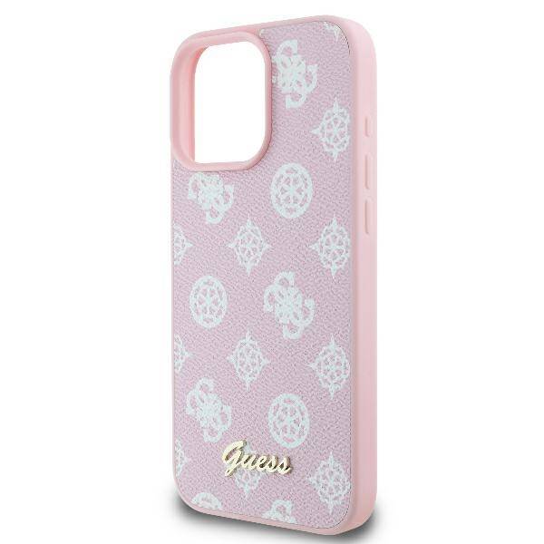 ETUI DO IPHONE 16 PRO 6.3" GUESS PEONY SCRIPT LOGO MAGSAFE RÓŻOWE