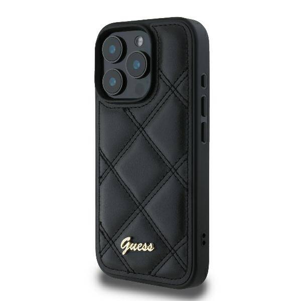 ETUI DO IPHONE 16 PRO 6.3" GUESS QUILTED METAL LOGO CZARNE