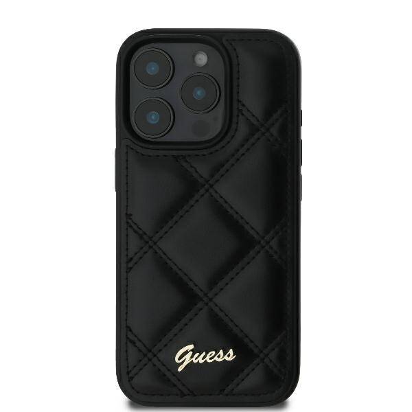 ETUI DO IPHONE 16 PRO 6.3" GUESS QUILTED METAL LOGO CZARNE