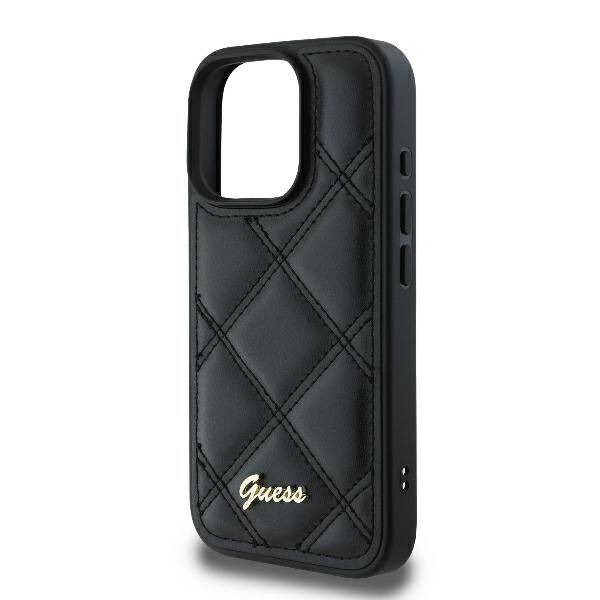 ETUI DO IPHONE 16 PRO 6.3" GUESS QUILTED METAL LOGO CZARNE