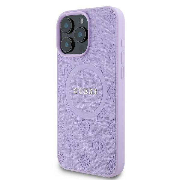 ETUI DO IPHONE 16 PRO 6.3" GUESS SAFFIANO PEONY CLASSIC LOGO MAGSAFE