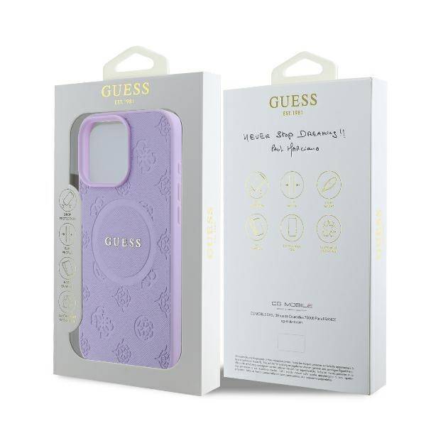 ETUI DO IPHONE 16 PRO 6.3" GUESS SAFFIANO PEONY CLASSIC LOGO MAGSAFE