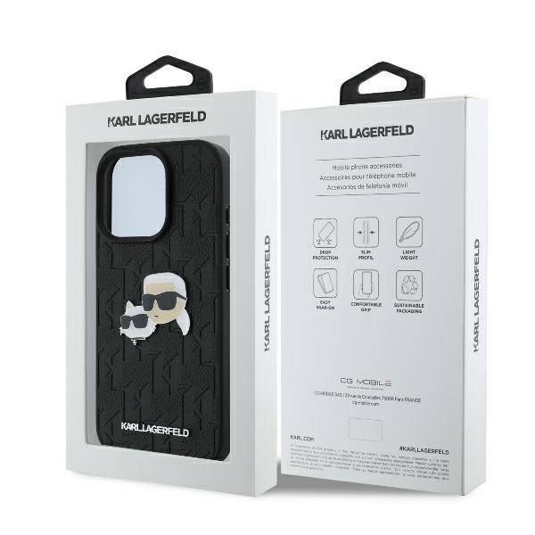 ETUI DO IPHONE 16 PRO 6.3" KARL LAGERFELD MONOGRAM KARL&CHAOUPETTE HEAD PIN