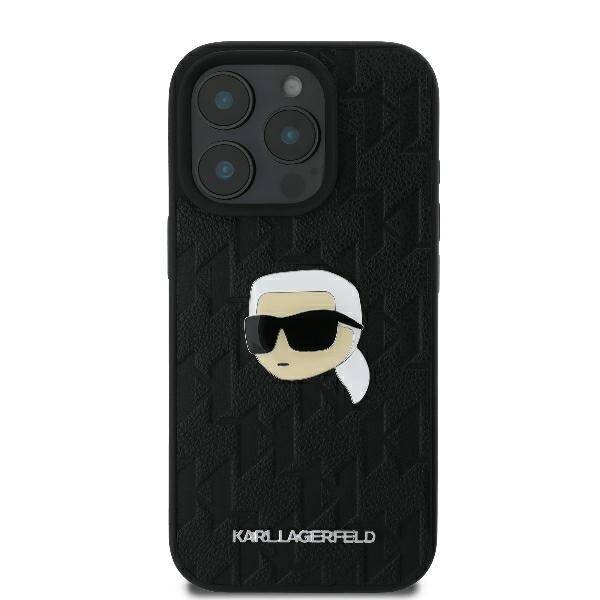 ETUI DO IPHONE 16 PRO 6.3" KARL LAGERFELD MONOGRAM KARL HEAD PIN CZARNE