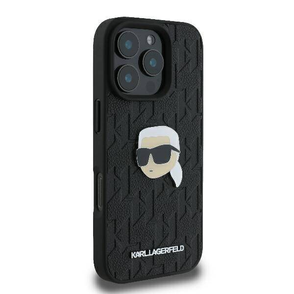 ETUI DO IPHONE 16 PRO 6.3" KARL LAGERFELD MONOGRAM KARL HEAD PIN CZARNE