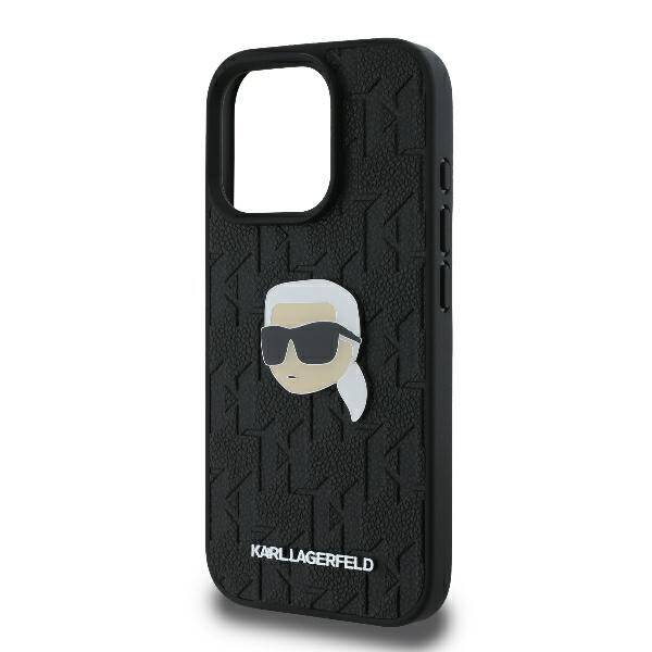 ETUI DO IPHONE 16 PRO 6.3" KARL LAGERFELD MONOGRAM KARL HEAD PIN CZARNE