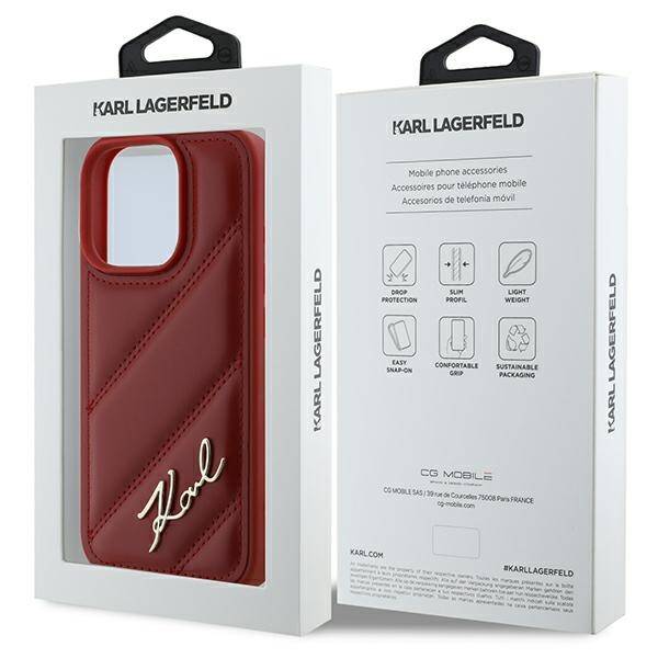 ETUI DO IPHONE 16 PRO 6.3" KARL LAGERFELD QUILTED SIGNATURE CZERWONE