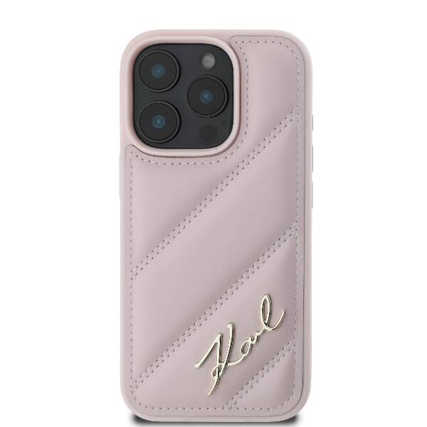 ETUI DO IPHONE 16 PRO 6.3" KARL LAGERFELD QUILTED SIGNATURE RÓŻOWE