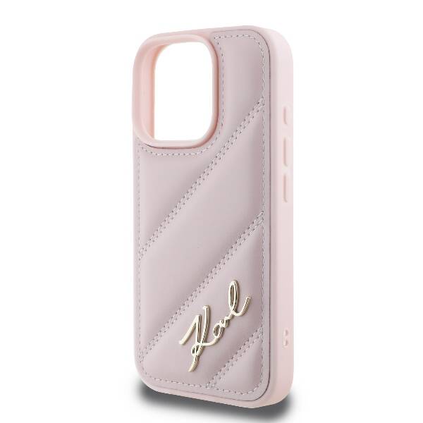 ETUI DO IPHONE 16 PRO 6.3" KARL LAGERFELD QUILTED SIGNATURE RÓŻOWE