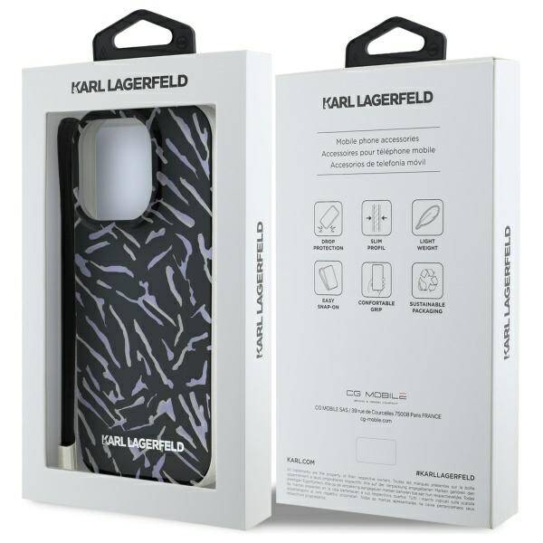 ETUI DO IPHONE 16 PRO 6.3" KARL LAGERFELD ZEBRA WITH CORD FIOLETOWE