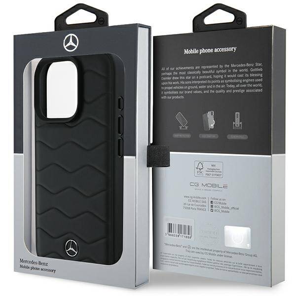 ETUI DO IPHONE 16 PRO 6.3" MERCEDES MB WAVES LEATHER CZARNE