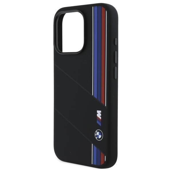 ETUI DO IPHONE 16 PRO BMW SILICONE CUT TRICOLOR LINES MAGSAFE CZARNE