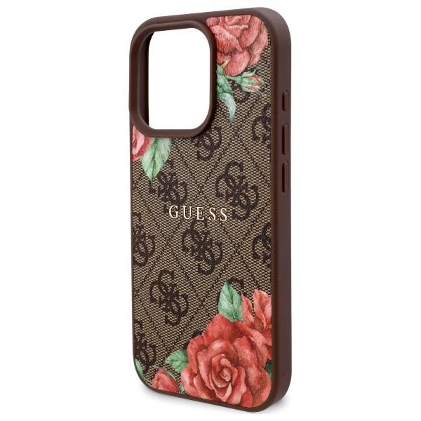 ETUI DO IPHONE 16 PRO GUESS 4G FLOWERS PRINT MAGSAFE BRĄZOWE