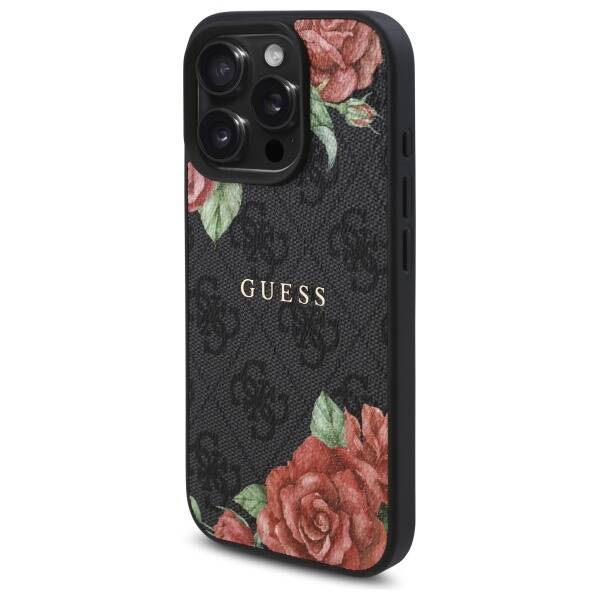 ETUI DO IPHONE 16 PRO GUESS 4G FLOWERS PRINT MAGSAFE CZARNE