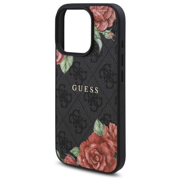 ETUI DO IPHONE 16 PRO GUESS 4G FLOWERS PRINT MAGSAFE CZARNE