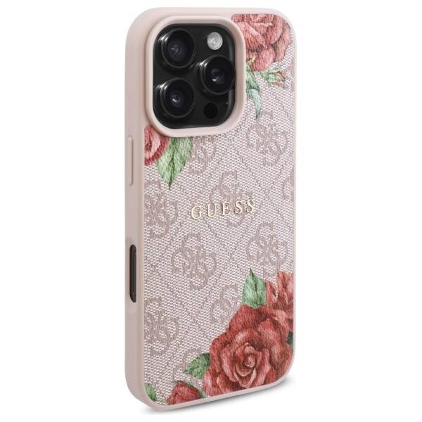 ETUI DO IPHONE 16 PRO GUESS 4G FLOWERS PRINT MAGSAFE RÓŻOWE