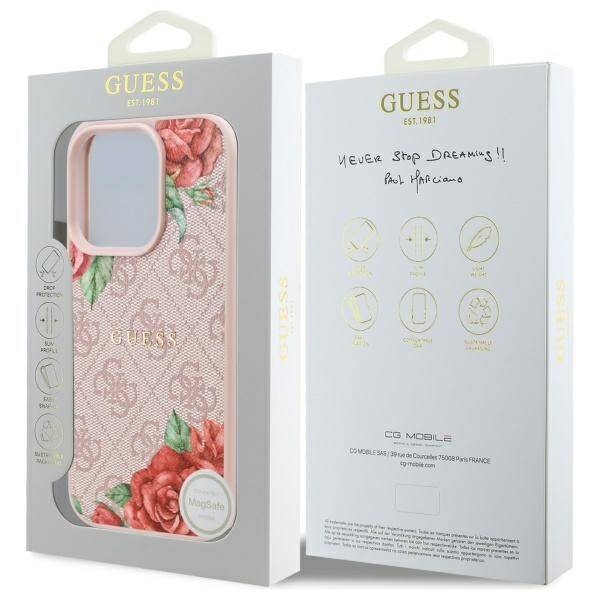 ETUI DO IPHONE 16 PRO GUESS 4G FLOWERS PRINT MAGSAFE RÓŻOWE