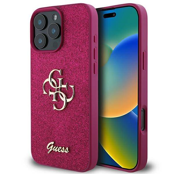 ETUI DO IPHONE 16 PRO GUESS GLITTER SCRIPT BIG 4G FIOLETOWE