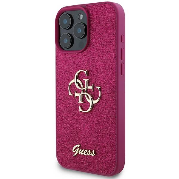 ETUI DO IPHONE 16 PRO GUESS GLITTER SCRIPT BIG 4G FIOLETOWE