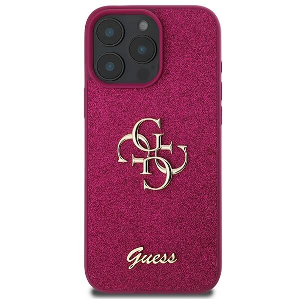 ETUI DO IPHONE 16 PRO GUESS GLITTER SCRIPT BIG 4G FIOLETOWE