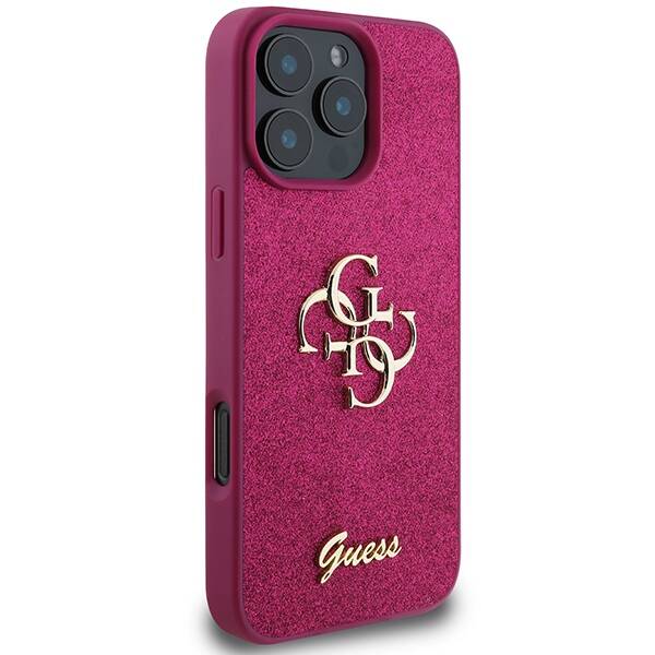 ETUI DO IPHONE 16 PRO GUESS GLITTER SCRIPT BIG 4G FIOLETOWE