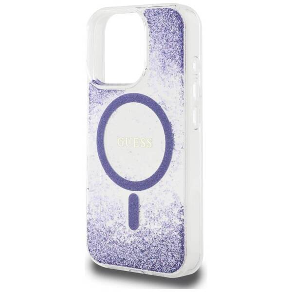 ETUI DO IPHONE 16 PRO GUESS HC RESIN BOTTOM GLITTER MAGSAFE FIOLETOWE