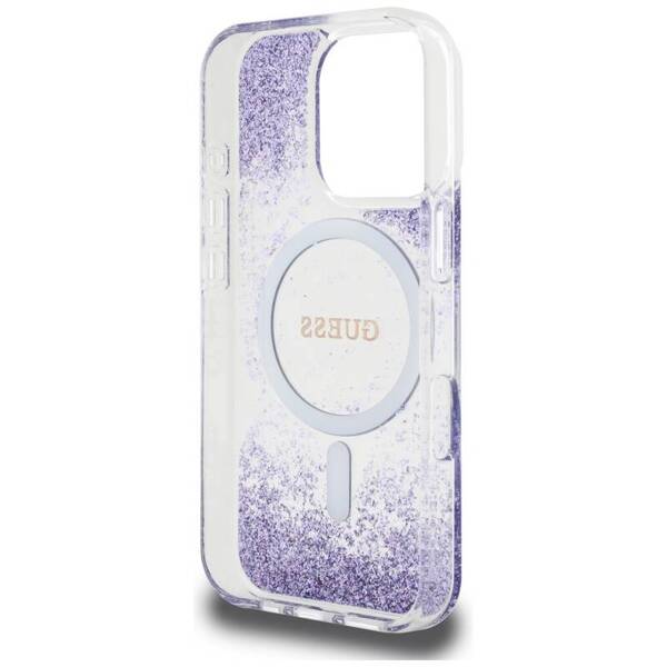 ETUI DO IPHONE 16 PRO GUESS HC RESIN BOTTOM GLITTER MAGSAFE FIOLETOWE