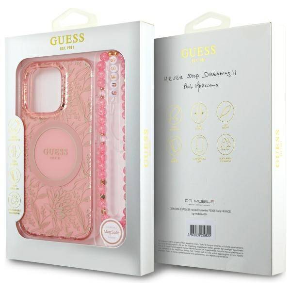 ETUI DO IPHONE 16 PRO GUESS IML FLOWERS ALLOVER ELECTRO WITH PEARL