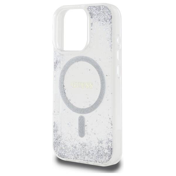 ETUI DO IPHONE 16 PRO GUESS RESIN GRADIENT GLITTER MAGSAFE SREBRNE