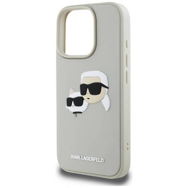 ETUI DO IPHONE 16 PRO KARL LAGERFELD HC 3D RUBBER DOUBLE HEADS BEŻOWE