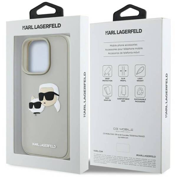 ETUI DO IPHONE 16 PRO KARL LAGERFELD HC 3D RUBBER DOUBLE HEADS BEŻOWE