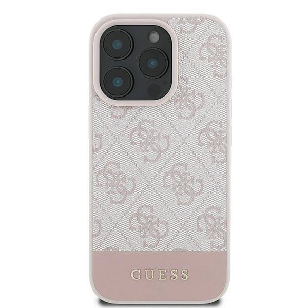 ETUI DO IPHONE 16 PRO MAX 6.9" GUESS 4G BOTTOM STRIPE RÓŻOWE CASE PLECKI