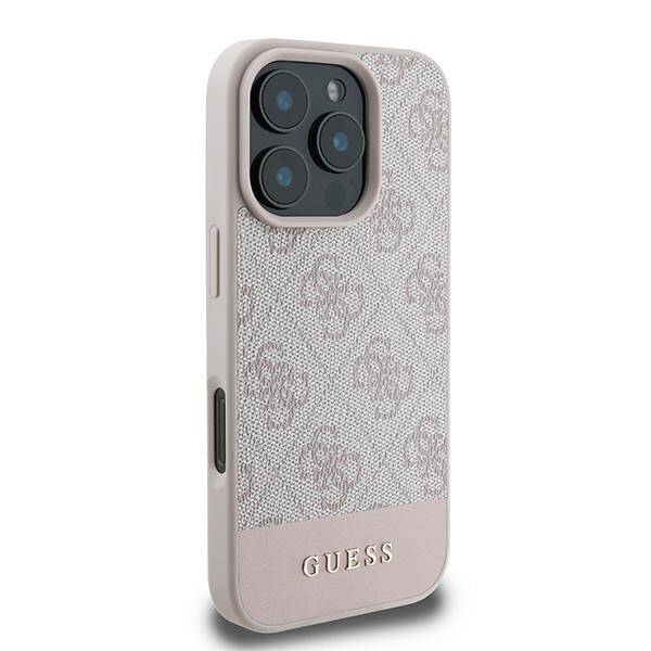 ETUI DO IPHONE 16 PRO MAX 6.9" GUESS 4G BOTTOM STRIPE RÓŻOWE CASE PLECKI