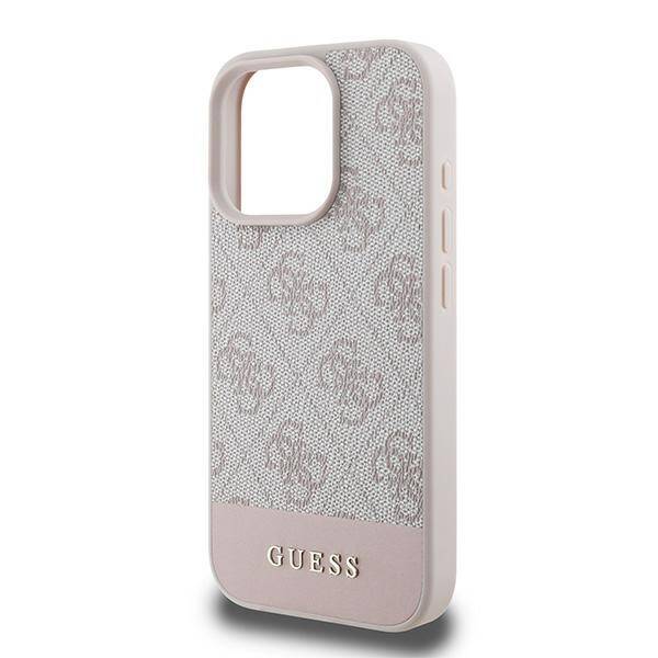 ETUI DO IPHONE 16 PRO MAX 6.9" GUESS 4G BOTTOM STRIPE RÓŻOWE CASE PLECKI