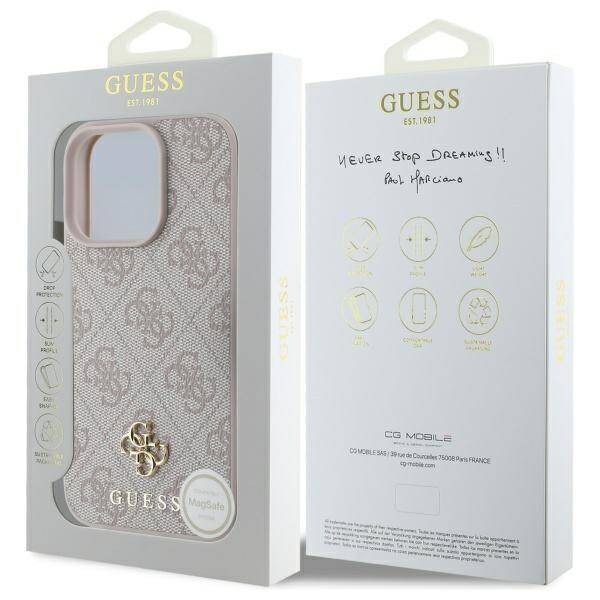 ETUI DO IPHONE 16 PRO MAX 6.9" GUESS 4G SMALL CLASSIC MAGSAFE RÓŻOWE