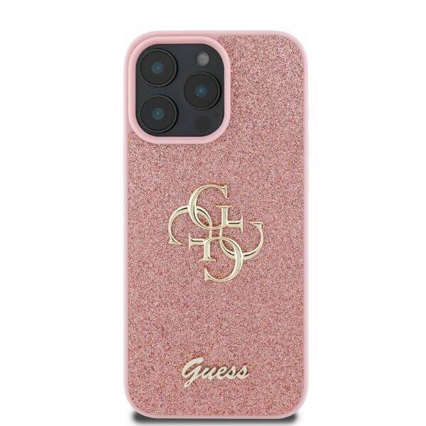 ETUI DO IPHONE 16 PRO MAX 6.9" GUESS FIXED GLITTER BIG 4G RÓŻOWE CASE