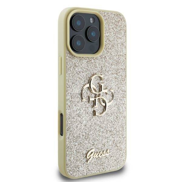 ETUI DO IPHONE 16 PRO MAX 6.9" GUESS FIXED GLITTER BIG 4G ZŁOTE