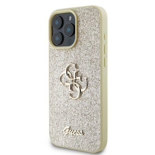 ETUI DO IPHONE 16 PRO MAX 6.9" GUESS FIXED GLITTER BIG 4G ZŁOTE