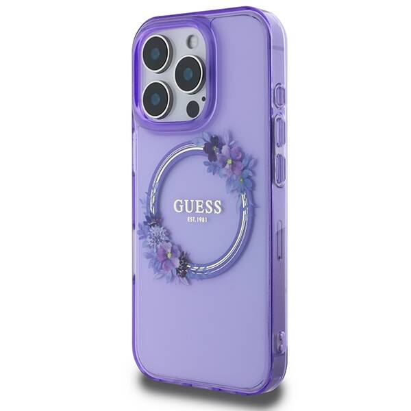 ETUI DO IPHONE 16 PRO MAX 6.9" GUESS IML FLOWERS WREATH MAGSAFE FIOLETOWE