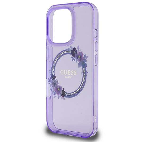 ETUI DO IPHONE 16 PRO MAX 6.9" GUESS IML FLOWERS WREATH MAGSAFE FIOLETOWE