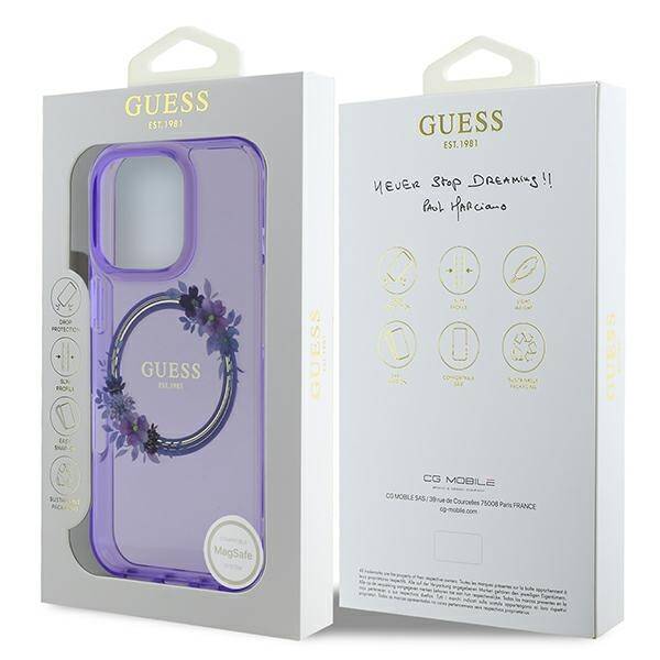 ETUI DO IPHONE 16 PRO MAX 6.9" GUESS IML FLOWERS WREATH MAGSAFE FIOLETOWE