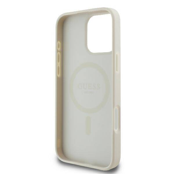 ETUI DO IPHONE 16 PRO MAX 6.9" GUESS PEONY SCRIPT LOGO MAGSAFE BIAŁE