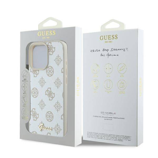 ETUI DO IPHONE 16 PRO MAX 6.9" GUESS PEONY SCRIPT LOGO MAGSAFE BIAŁE