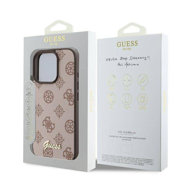 ETUI DO IPHONE 16 PRO MAX 6.9" GUESS PEONY SCRIPT MAGSAFE BRĄZOWE