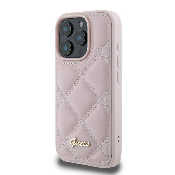 ETUI DO IPHONE 16 PRO MAX 6.9" GUESS QUILTED METAL LOGO RÓŻOWE