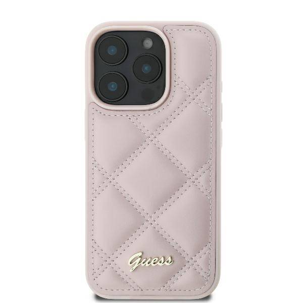 ETUI DO IPHONE 16 PRO MAX 6.9" GUESS QUILTED METAL LOGO RÓŻOWE