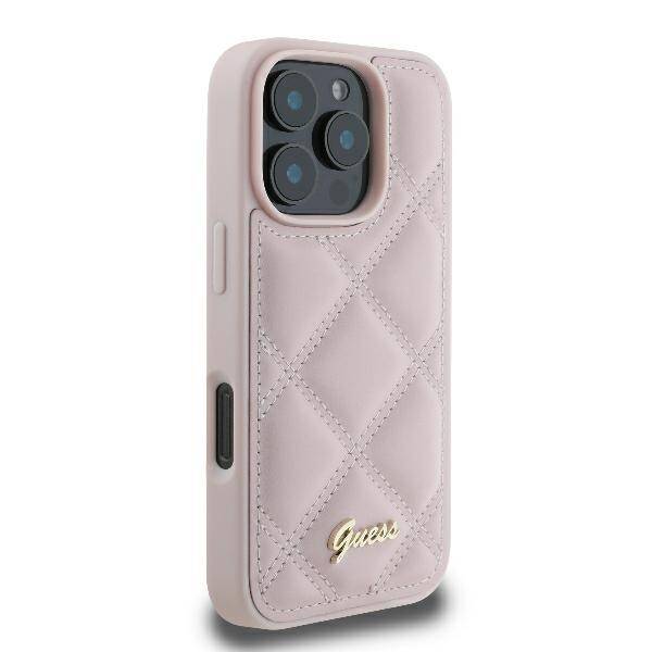 ETUI DO IPHONE 16 PRO MAX 6.9" GUESS QUILTED METAL LOGO RÓŻOWE