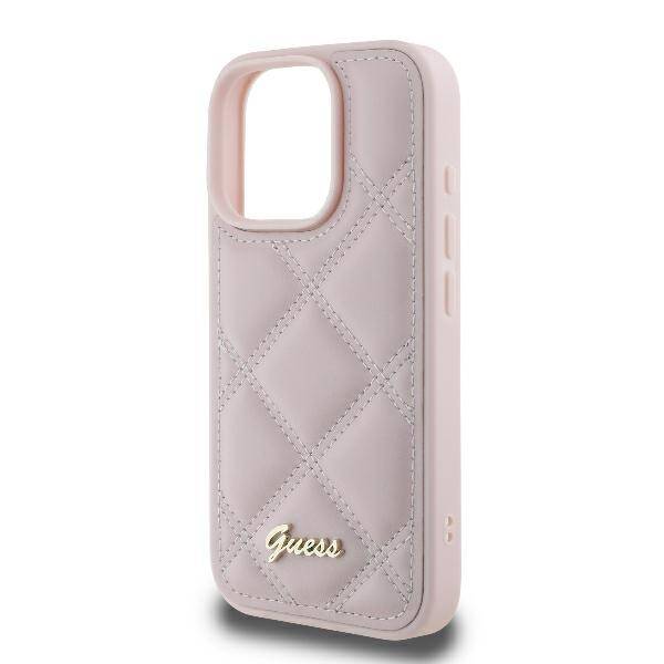 ETUI DO IPHONE 16 PRO MAX 6.9" GUESS QUILTED METAL LOGO RÓŻOWE