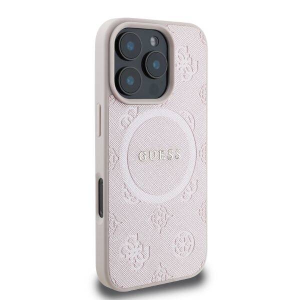 ETUI DO IPHONE 16 PRO MAX 6.9" GUESS SAFFIANO PEONY CLASSIC LOGO MAGSAFE